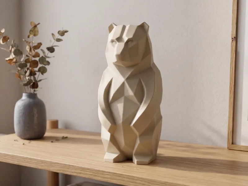 Modern Low Poly Bear - Minimalist Home Decor