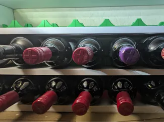 Wine bottle holder for wooden shelf / wine rack