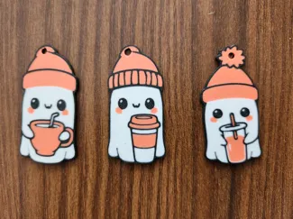 Halloween ghost coffee keychain