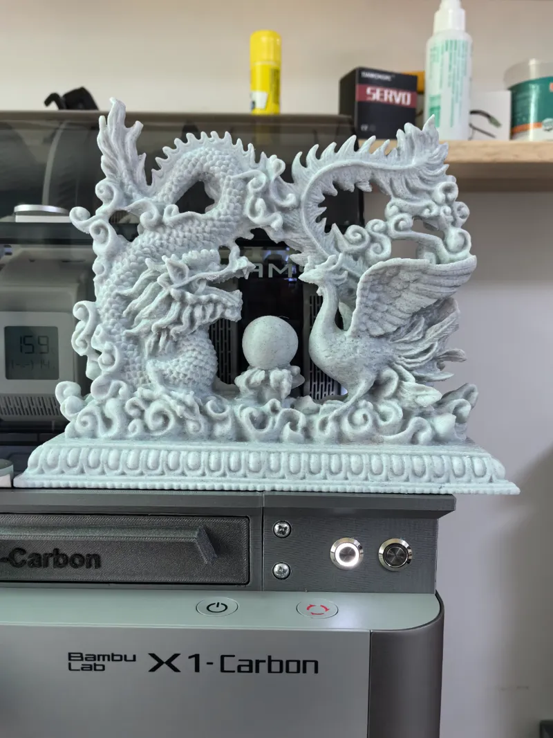 Dragon and phoenix statuette