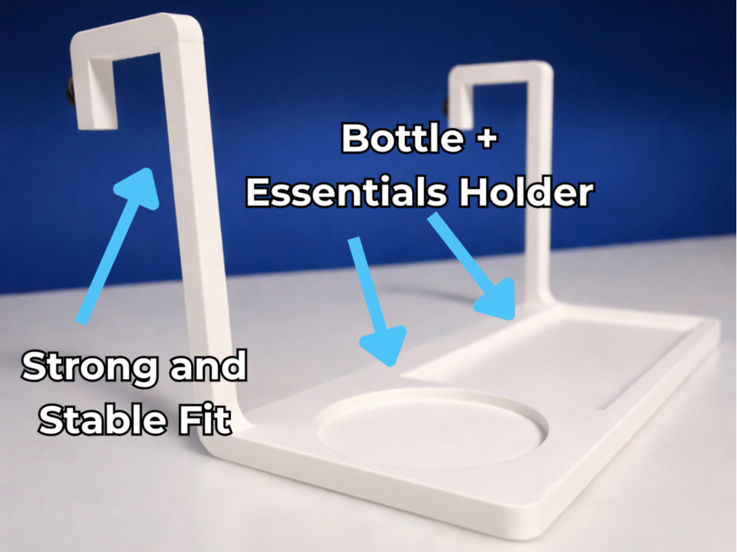 Clip-on bedside shelf (40mm or less bedframe)