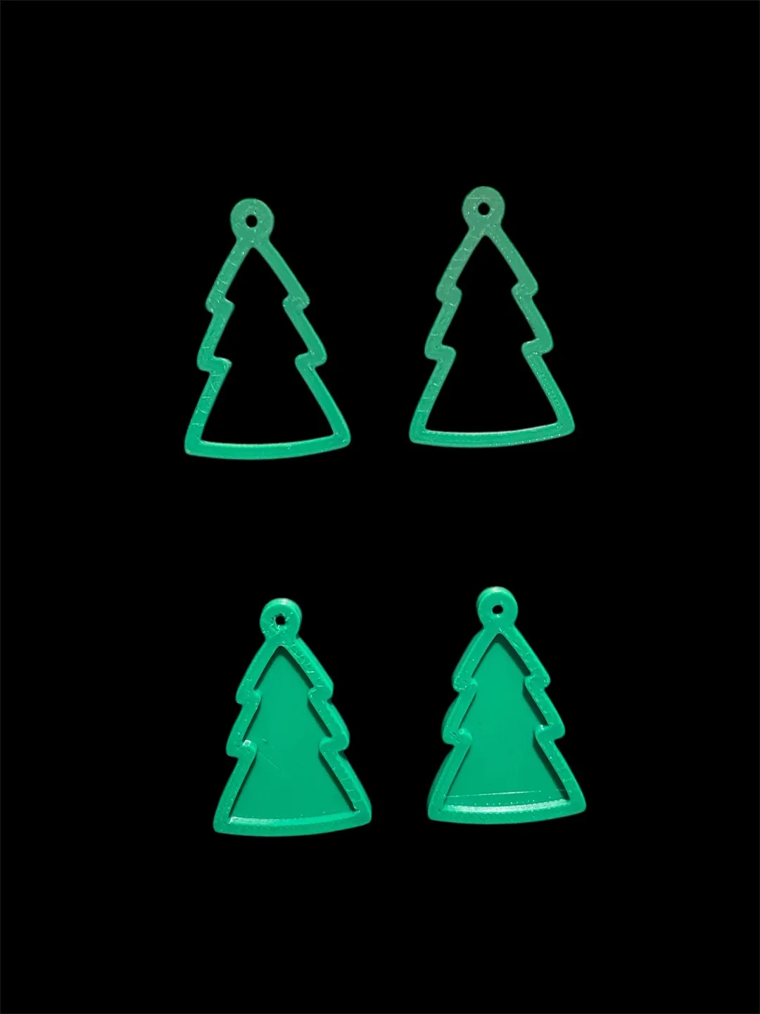 Christmas tree earrings view 2