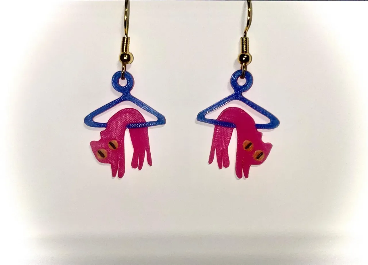 Hanging Cat Earrings view 3
