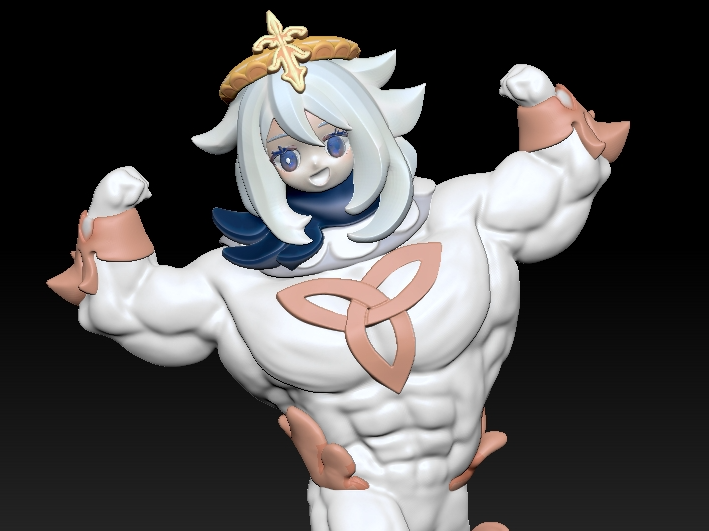 Miniatura 2 do modelo 3D 原神-肌肉派蒙-无支撑完美打印