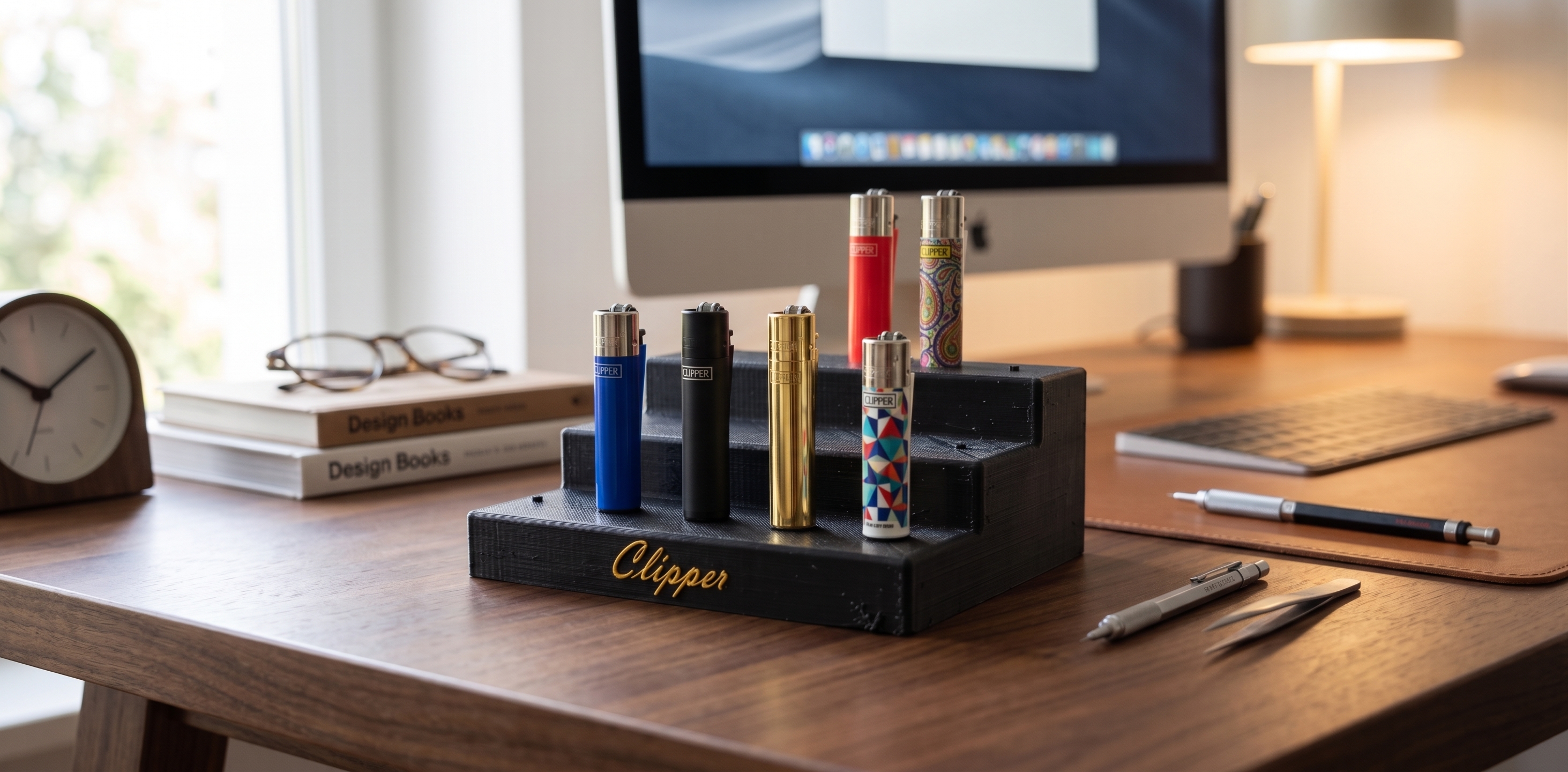 Clip o pieza de sujeción: Custom 3D Printed Clipper Lighter Stand – 15 Slots — vista de referencia 5
