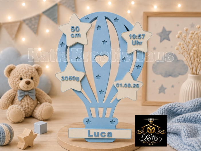 Ballon mit Sternen -Baby - geburt personalisierbar - 1