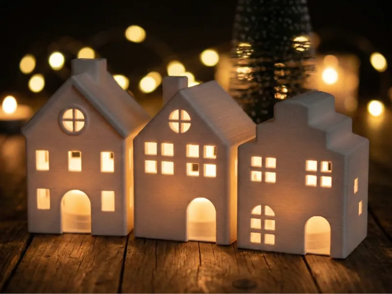 Snowy candle light house