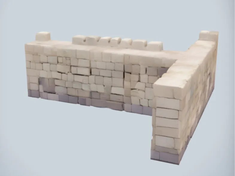 Ancient stone wall T section