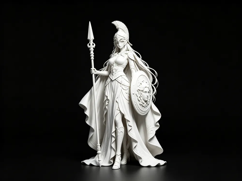 Modelo para impresión 3D: 雅典娜女神 战斗女神 高细节 倒置打印. Referencia del modelo original.