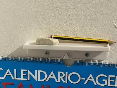 Calendar hook with pencil and eraser holder