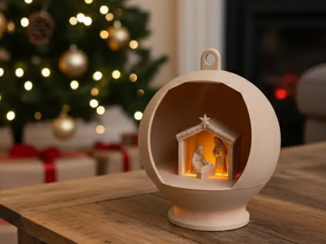 Christmas Bulb with Nativity Scene (Tealight)