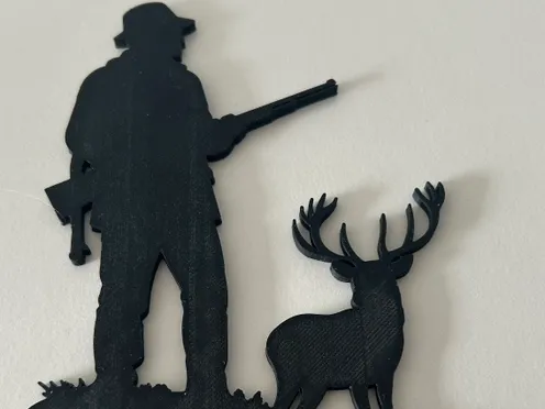 Jäger mit Hirsch Silhouette