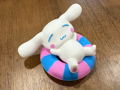Cinnamoroll lying on a swim ring
