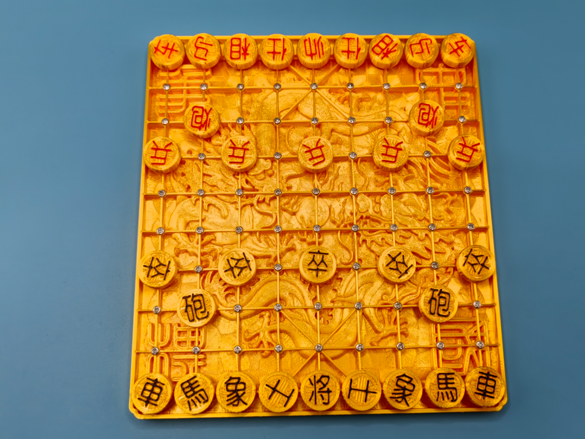 浮雕磁吸双龙戏珠中国棋盘【A1mini，单色】