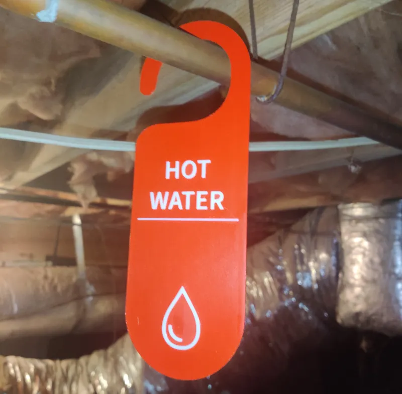 Hot Water Pipe Hanging Marker Tag