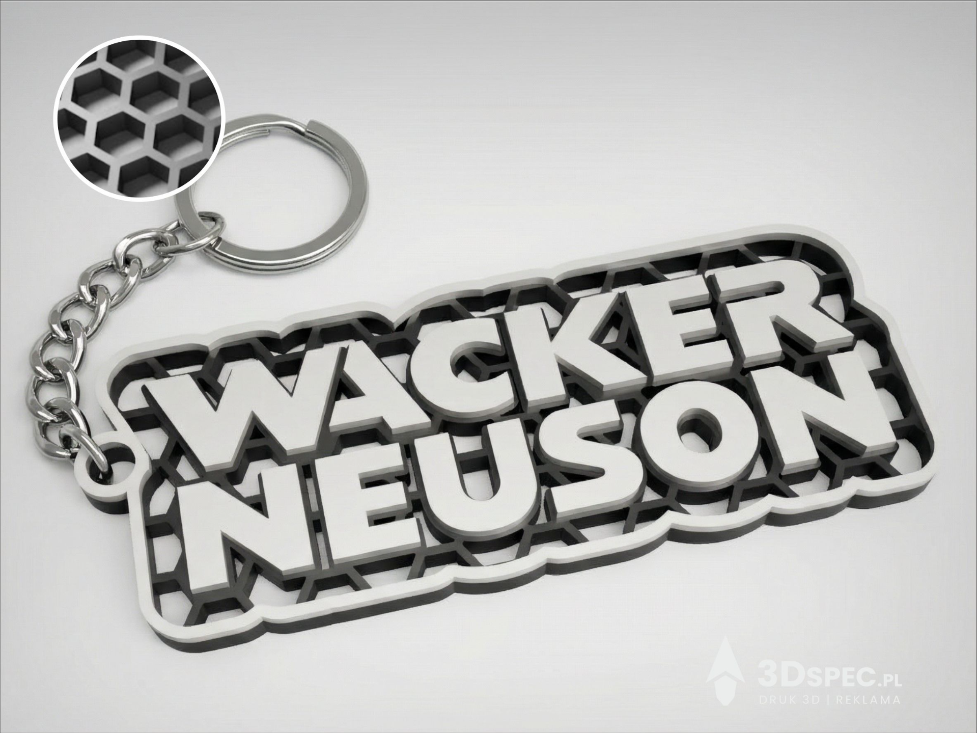 Wacker Neuson honeycomb keychain