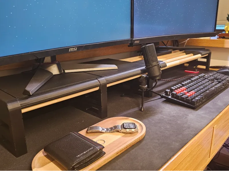 Wooden Dowel Monitor Desk 