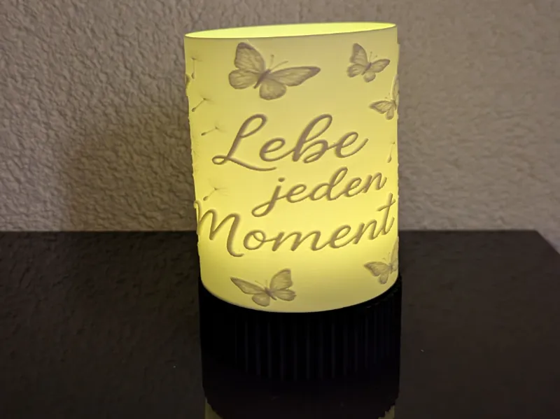 Deko Litophane Lampe "Lebe jeden Moment"