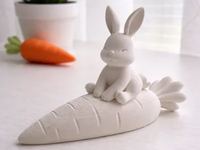 Cute Easter Bunny on Carrot|1h Print|Easter Decoration