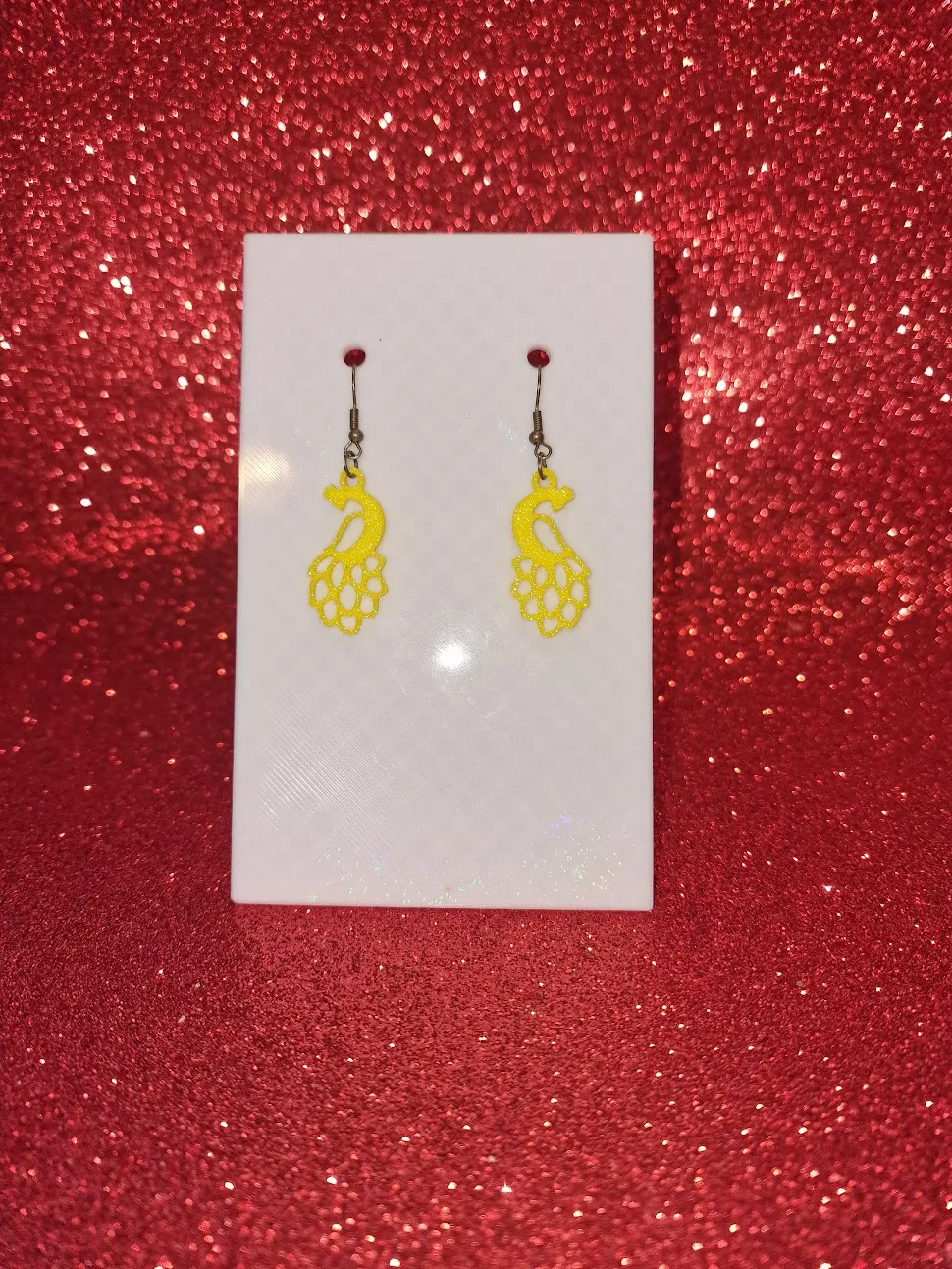 Peacock earrings view 2