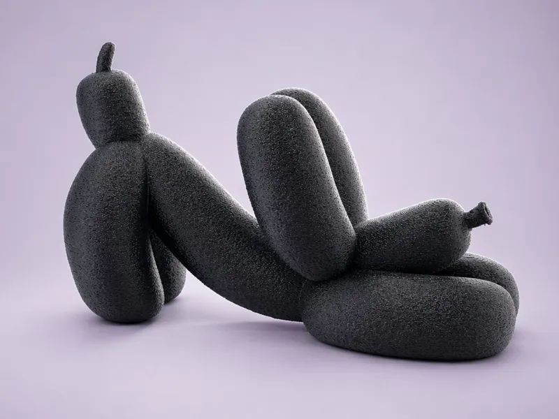 balloon dog stretching bend down figure 