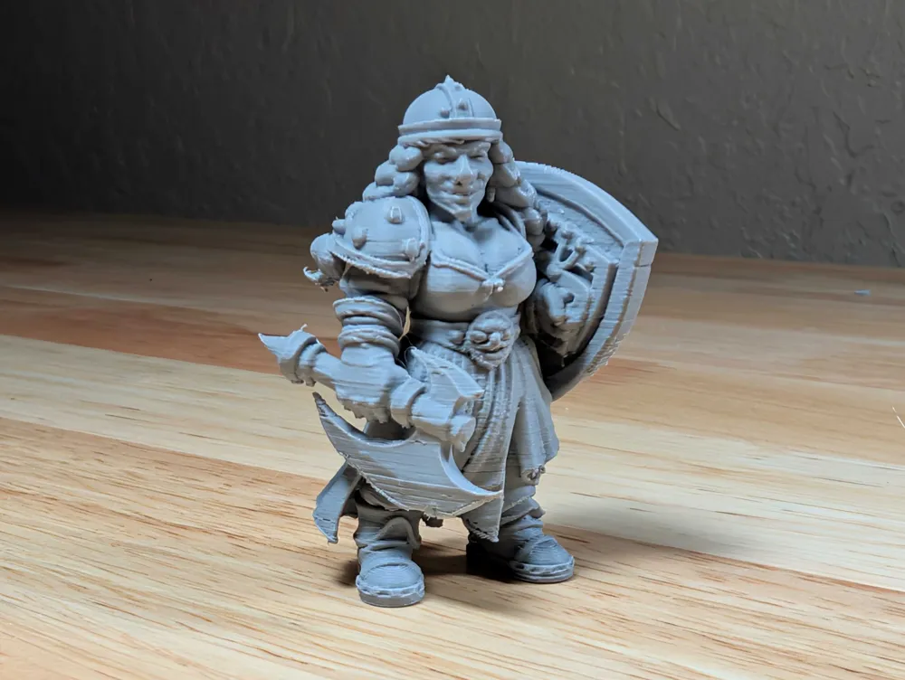 DnD Dwarf Female Fighter w/ Battle-Axe, Shield - Free 3D Print Model ...
