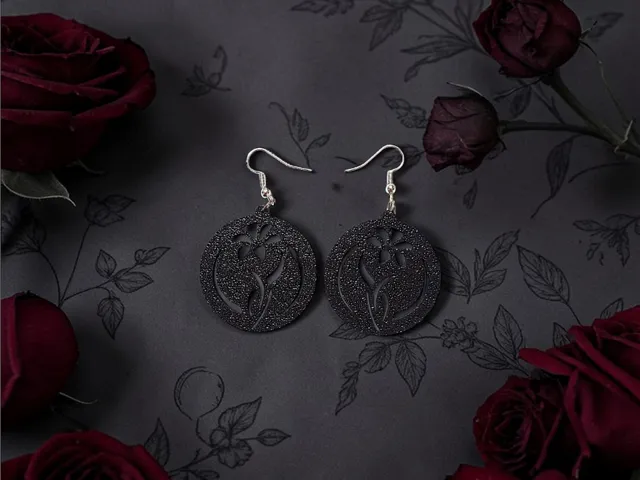Dark petal circle earrings