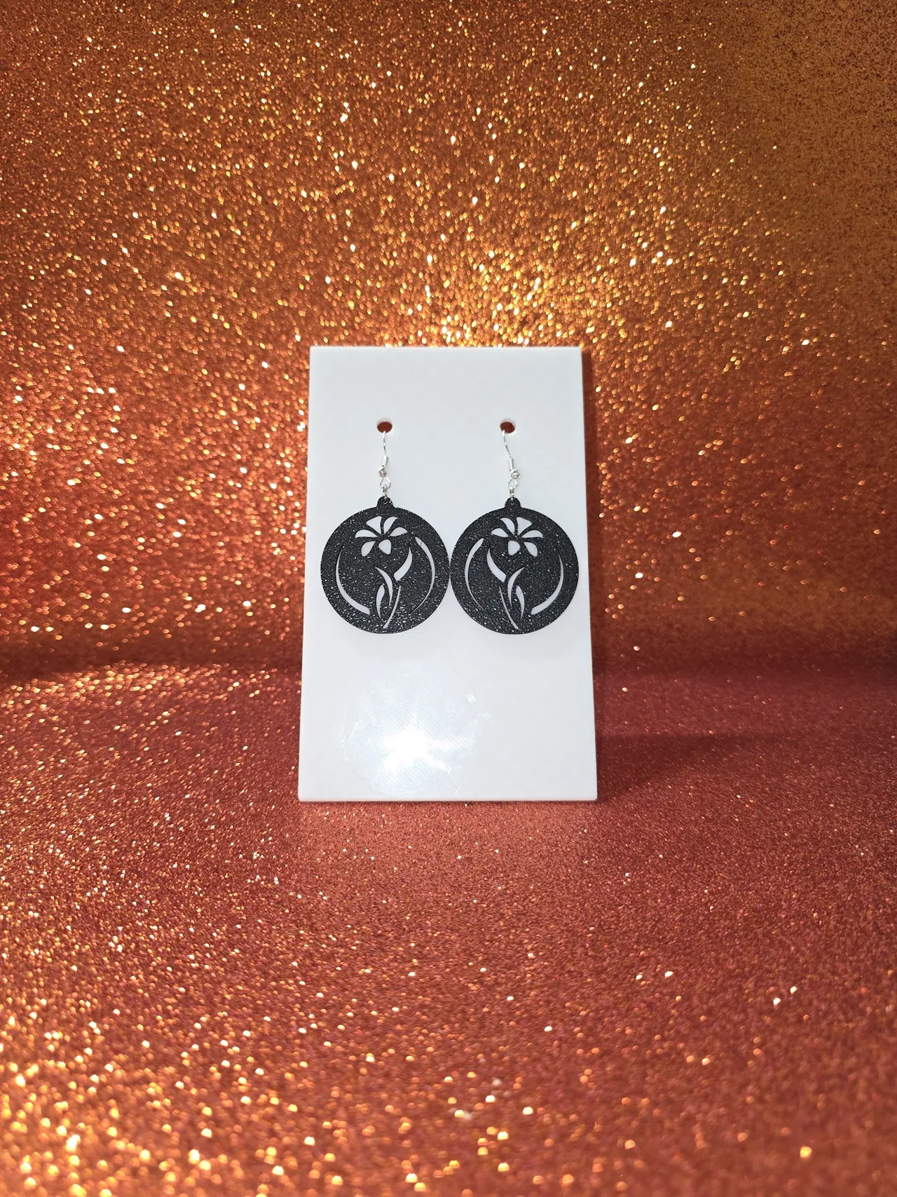 Dark petal circle earrings view 2