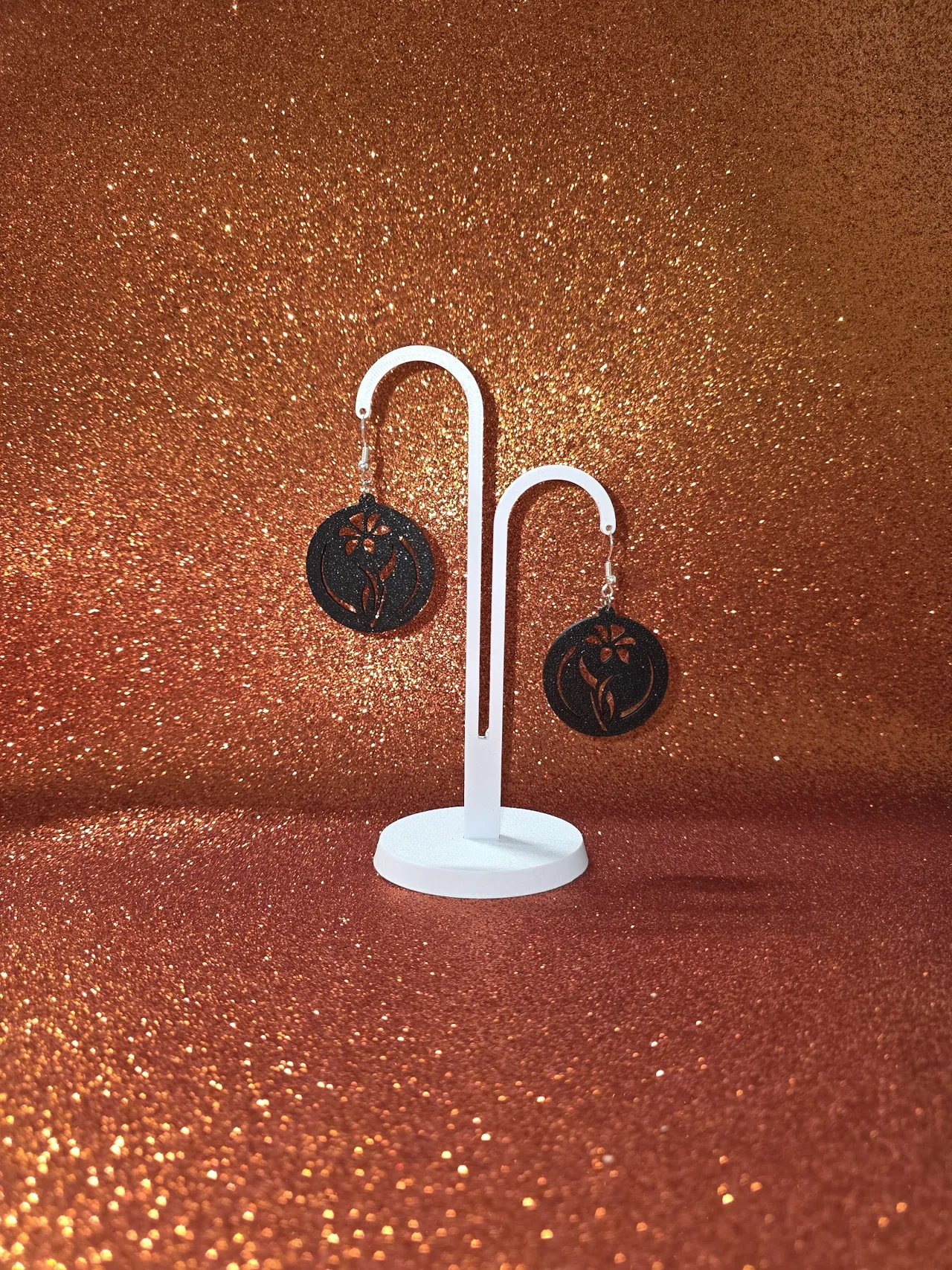 Dark petal circle earrings view 3
