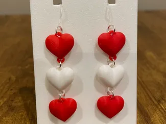 3-Heart Hanging Earrings