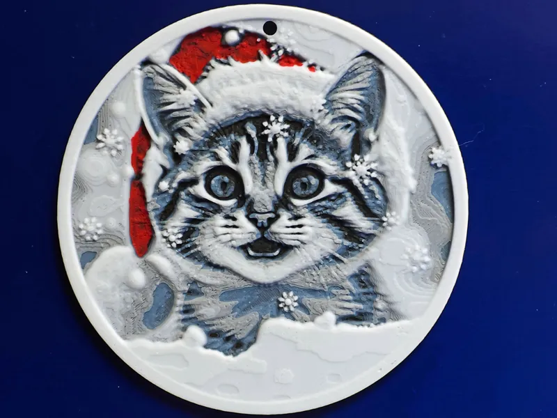 Lovley Cat V1 Christmas Ornament in 4 colors.