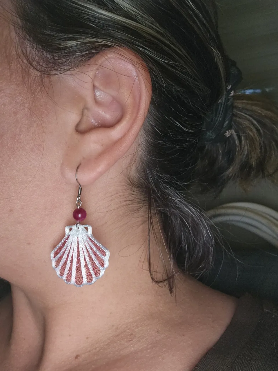 Boucle d'oreille coquillage - coquille st jacques view 3