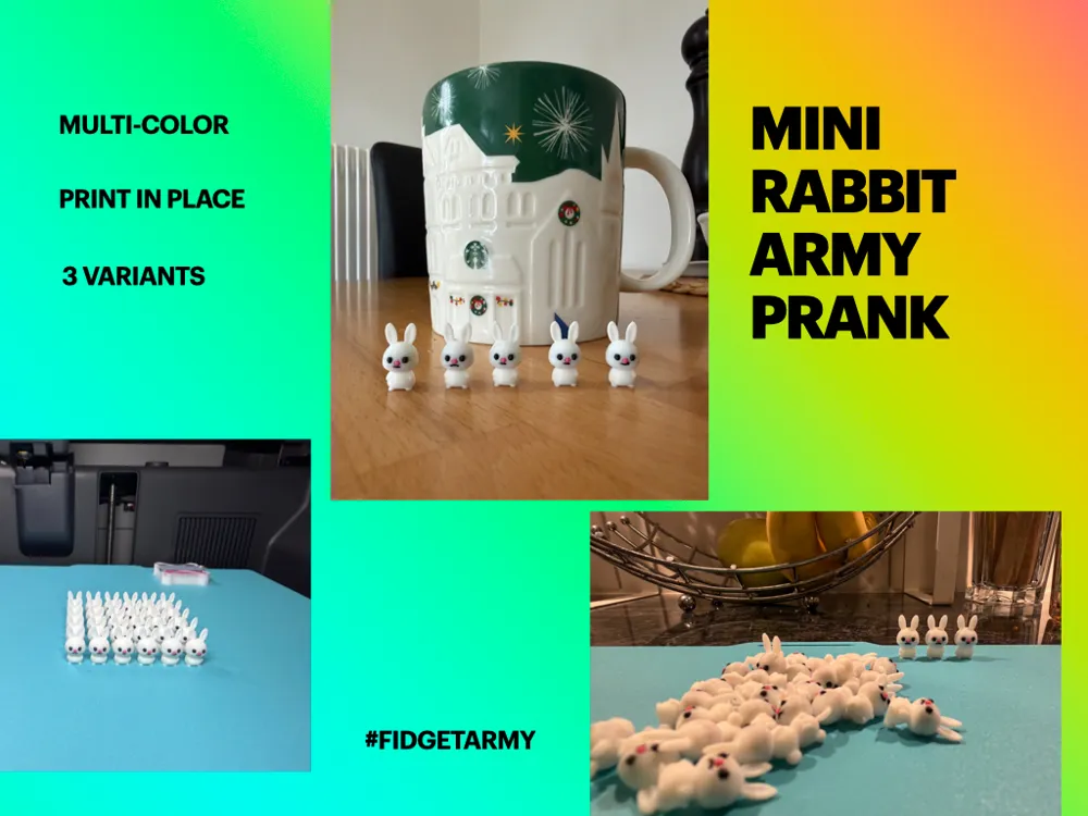 Prank Rabbits Super Cute - Mini Rabbit Army Prank - Free 3D Print Model - MakerWorld