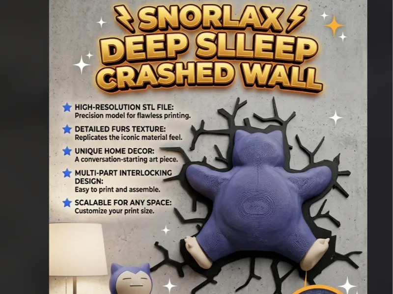 Snorlax crashed sticker magnet wall decor