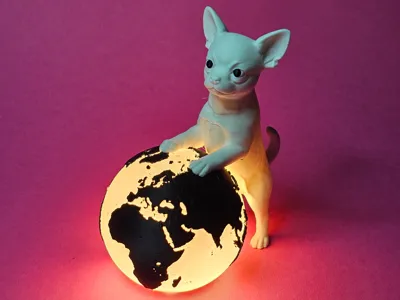 Cute Chihuahua World Globe Lamp