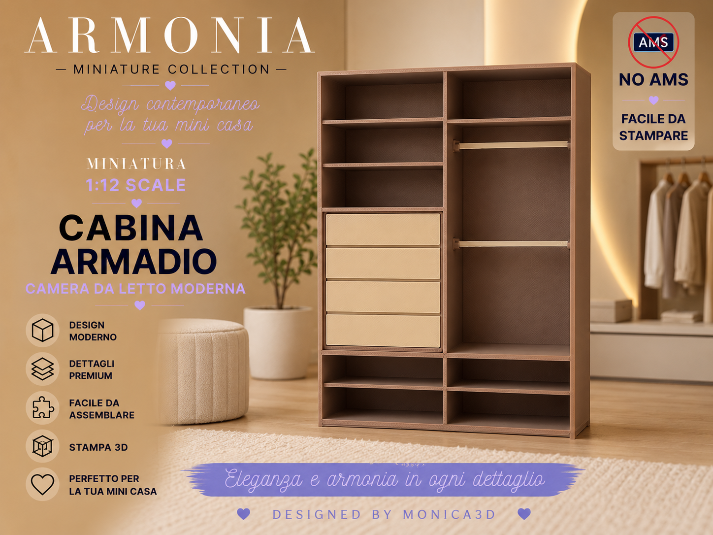 CABINA ARMADIO, ARMONIA 1:12 - 3D printed Other Miniatures, in stock in India