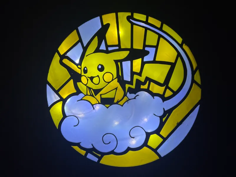 Pikachu Goku Stained Glass - Lightbox Suncatcher