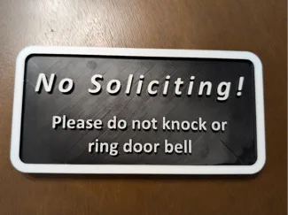No Soliciting Sign, simple, thick