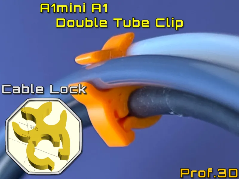 A1 Toolhead Double PTFE Tube Clip ⧸ Cable Lock