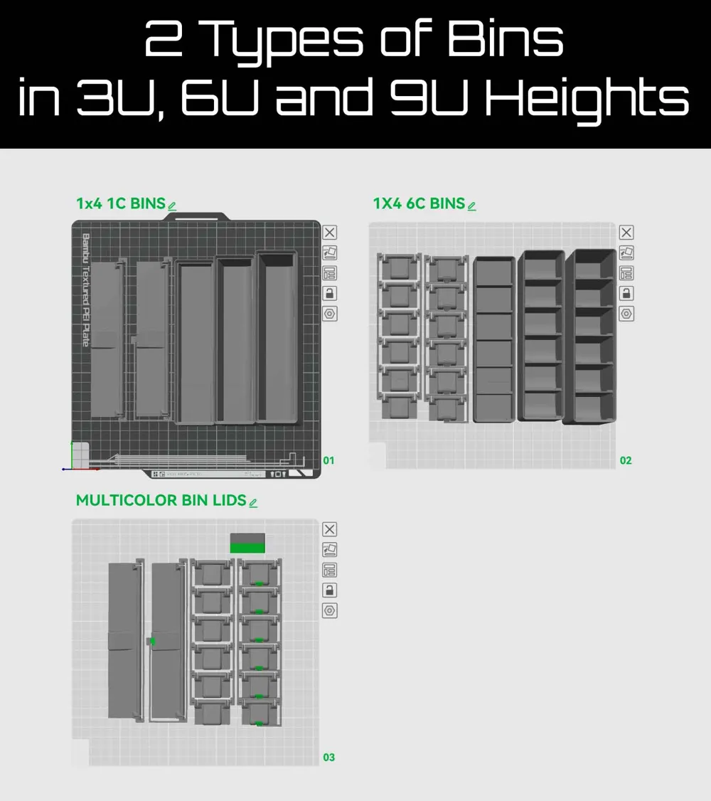 Gridfinity 1x4 Bins with Latching Lids v1.0 - Free 3D Print Model ...