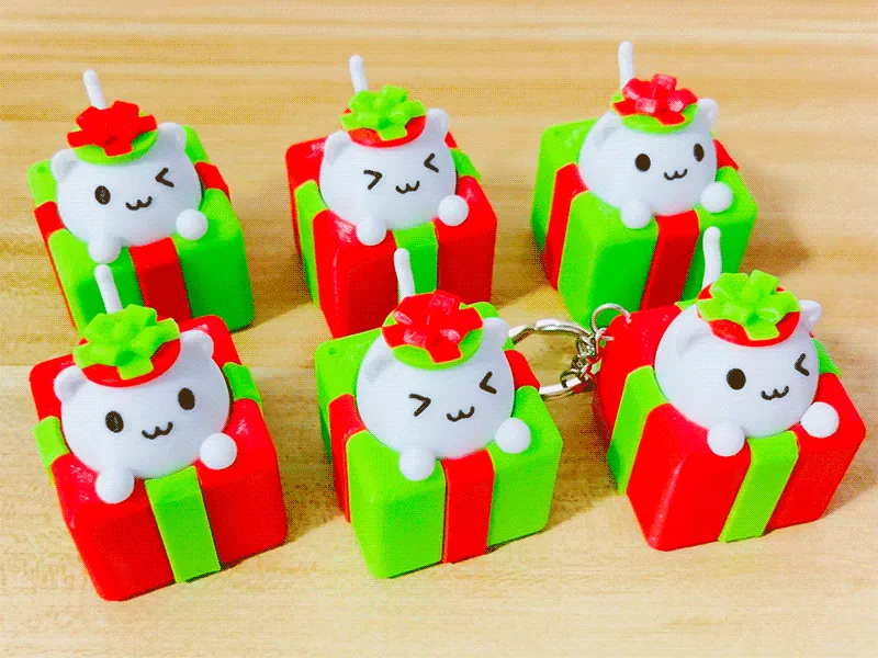 Christmas Gift - Stress Relief Cat Keychain (3D printed shaft, can also be installed with keyboard shaft) by 包子是只猫 MakerWorld: Download Free 3D Models - 3D model önizlemesi