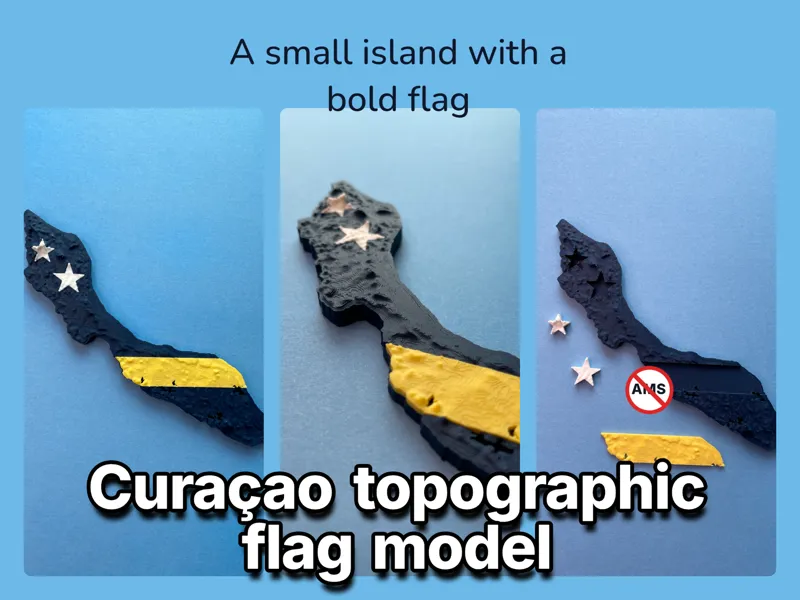 Curaçao topographic flag model Pais Kòrsou