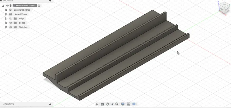 Under monitor pen tray