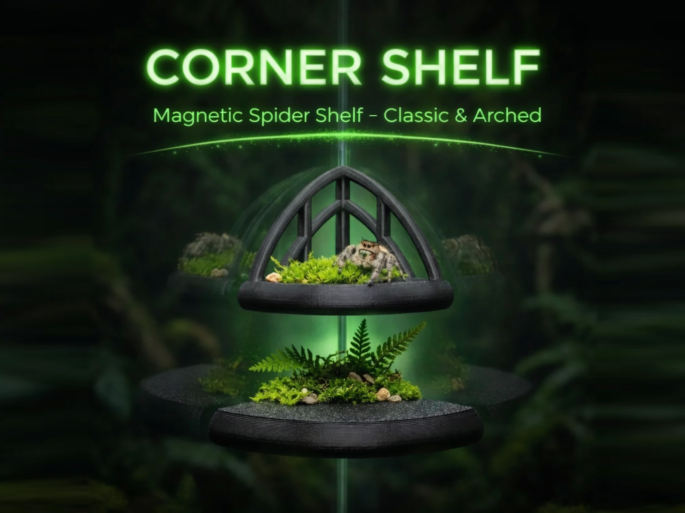 Magnetic Spider Corner Shelf – Classic & Arched
