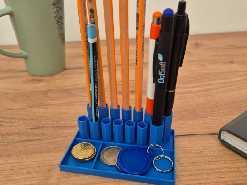 Hexagonal Pencil Holder with Storage