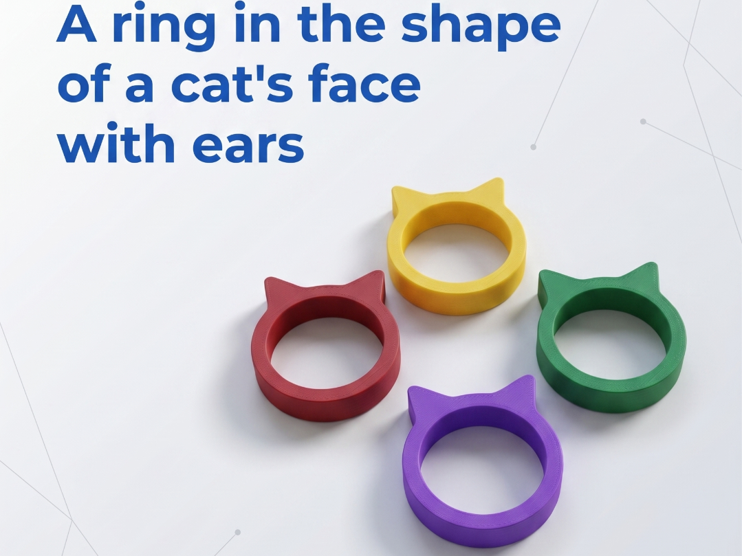 A ring in the shape of a cat's face with ears