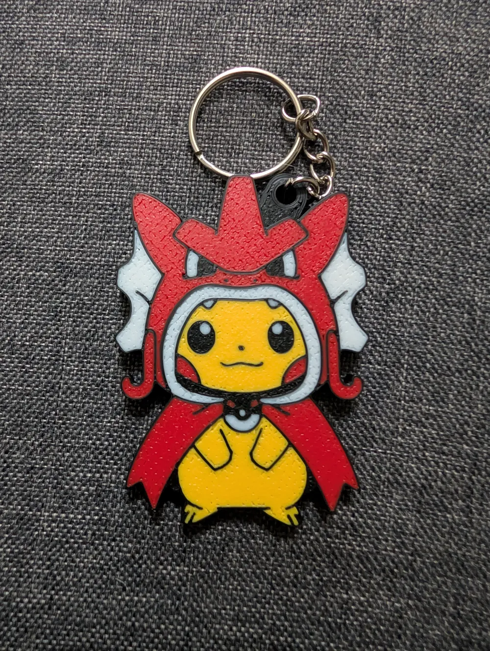 Level Keychain Pikachu in Red Gyarados Poncho Keychain - Free 3D Print Model - MakerWorld