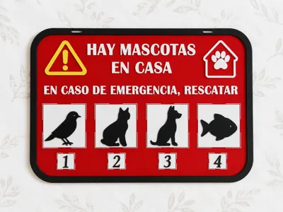 Emergency sign for house with pets 