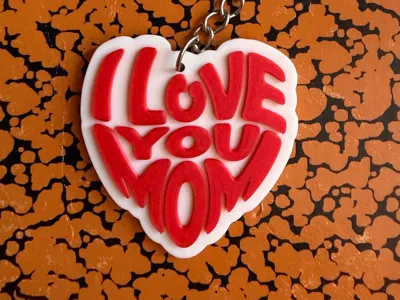 I Love You Mom - Heart Keychain