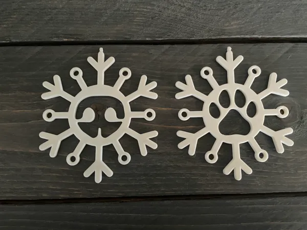 Flocons de Noël patte et truffe de chien